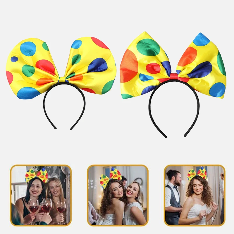 الملونة مهرج غطاء الرأس الأصفر النقاط الملونة القوس أغطية الرأس السيرك أداء الدعائم مضحك جوكر القبعات ماكياج زينة الحفلات