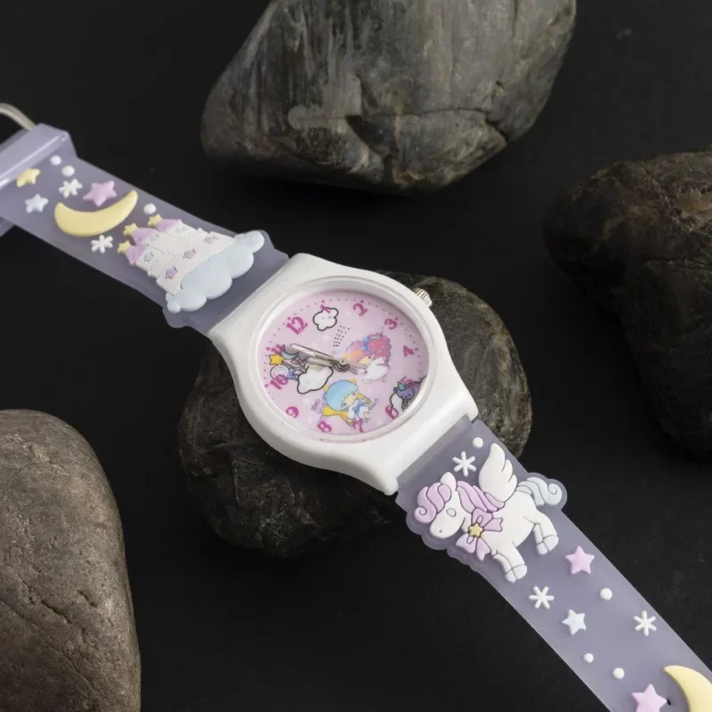 Sanrio Hello Kitty Wrist Watch Anime My Melody Cinnamoroll Children Children Watches 3D Student Silicone Strap Quartz Watch