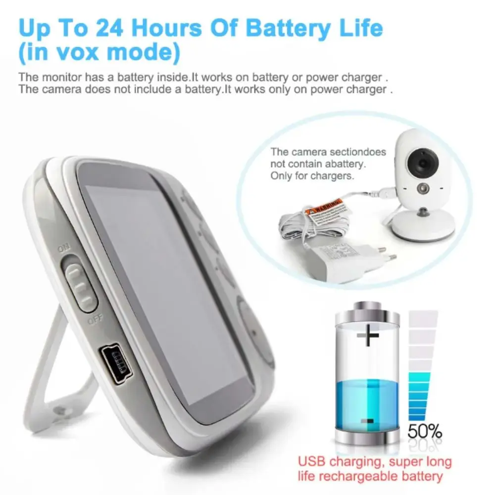 

3.5-inch LCD ABM600 Baby Monitor 2 Way Audio Wireless Real-time Video Baby Monitor Real-time Video Upgraded Camera