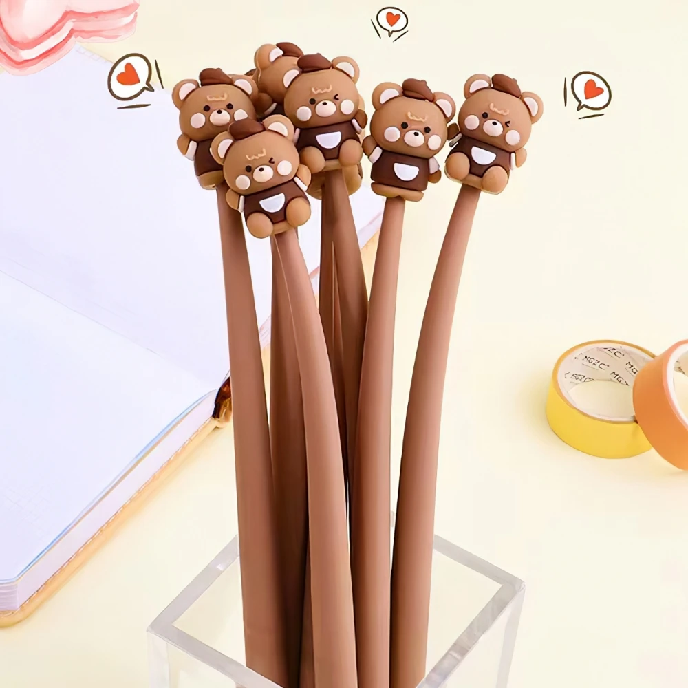 1pcs Coffee Bear Shake Gel Pen 0.5mm Ballpoint Black Color Ink for Writing Office School Supplies F7496