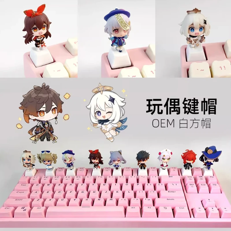 

Genshin Impact 3D Artisan Keycaps Custom DIY Anime Amber Keqing Keycaps For Mechanical Keyboard Unique Gaming For Anime Lovers