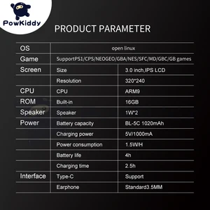 Powkiddy-Consola von offenen Systemspielen tragbar, PS1, IPS Screen Flip, schwarze Version, 16 Simulatoren, Kindergeschenke, 3 6 Hauptverkaufssimulator PS1 - №3