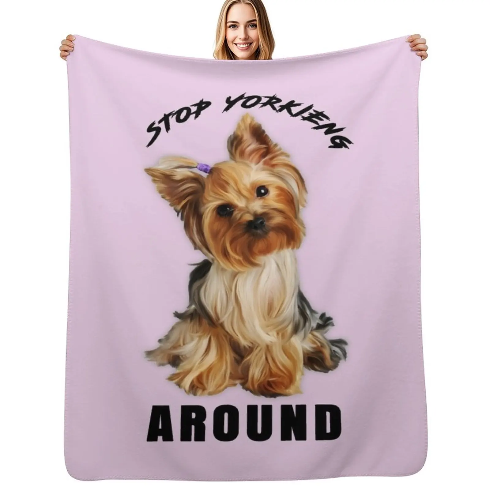 

Yorkie Merchandise Throw Blanket Hair Vintage Bed Fashionable Plaid Blankets