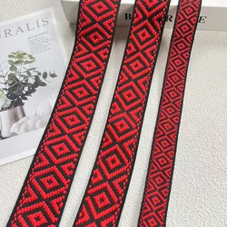 10 Yards/lots Wide 2.5 - 4 CM Woven Jacquard Ribbon Geometric quadrilateral pattern For Clothing Accessories SH-5837