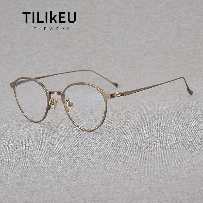 

Винтажная оправа для очков из чистого титана, мужская оправа для очков 2025, Япония, ультралегкая, полностью из чистого титана, женская антисиняя оправа для очков по рецепту