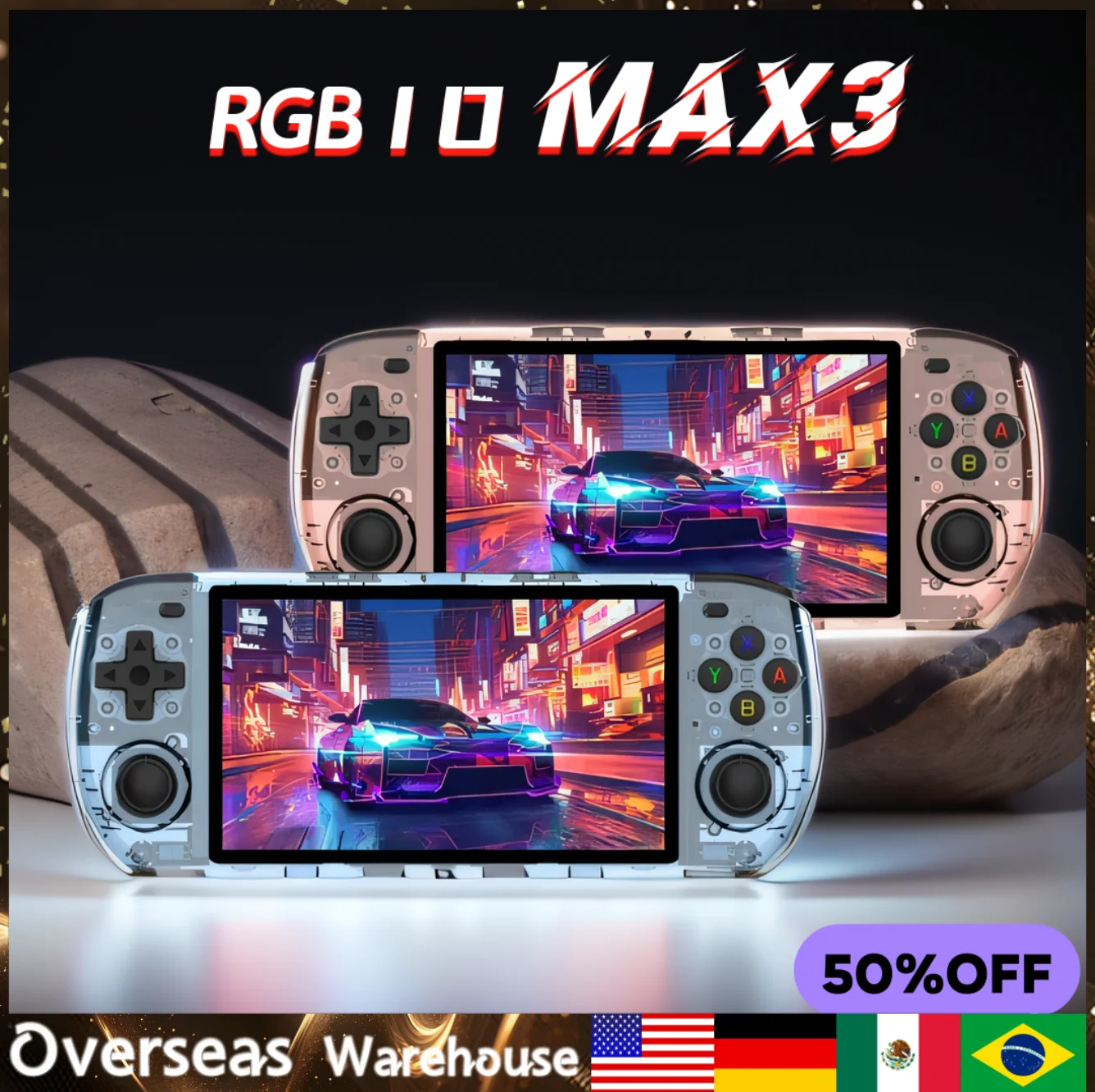 POWKIDDY RGB10 MAX3 Retro Handheld Game Console 5 Inch 1280*720 Ips Screen Open-Source Retro Gaming Children's GiftsRK3566