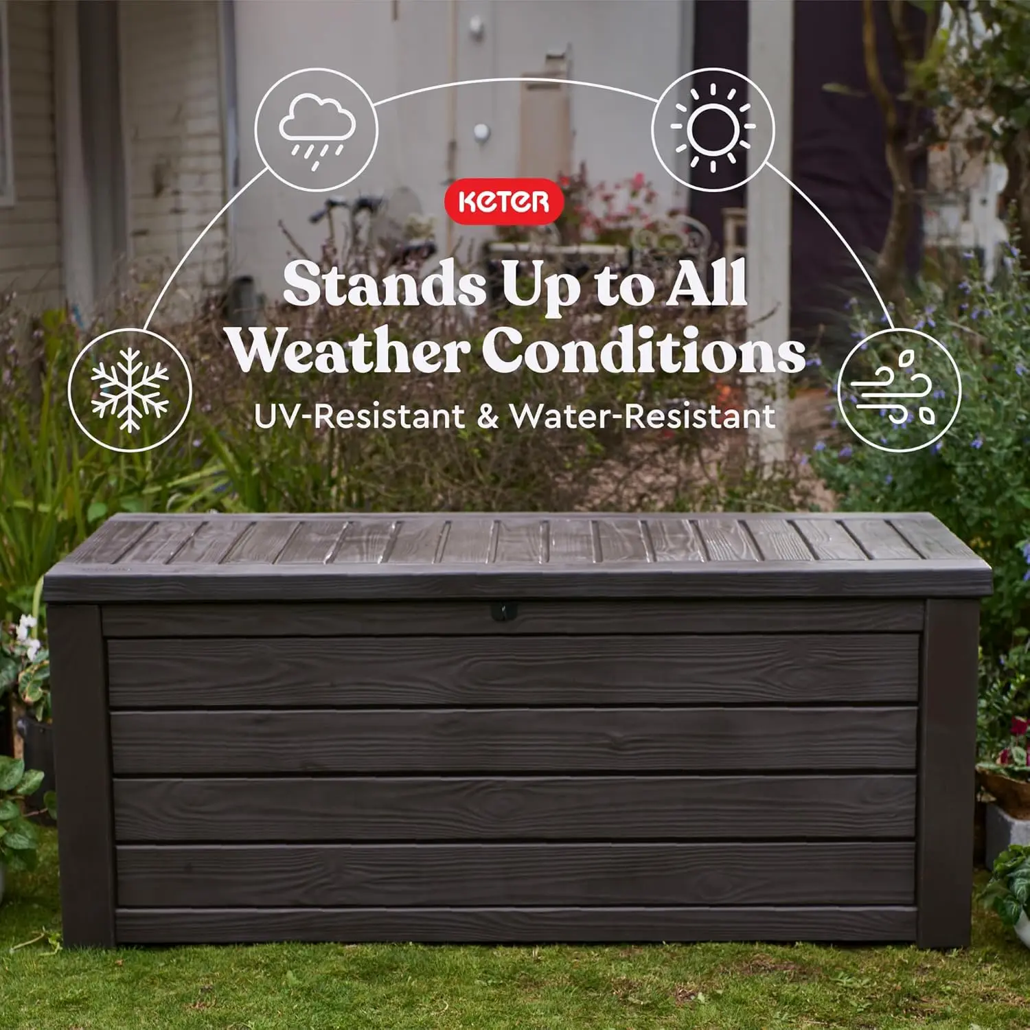 

150 Gallon Plastic Backyard Outdoor Storage Deck Box for Patio Decor, Furniture Cushions, Garden Tools, and Pool Accessories