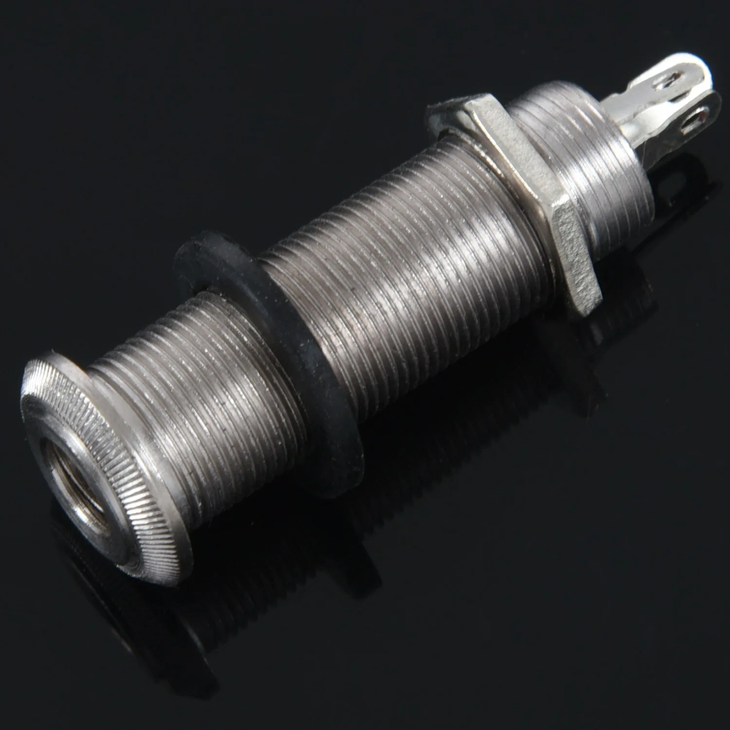 Разъем для электрогитары AT77, хромированный цилиндр с резьбой, выход, входной разъем, розетки 1/4 дюйма для электрогитары