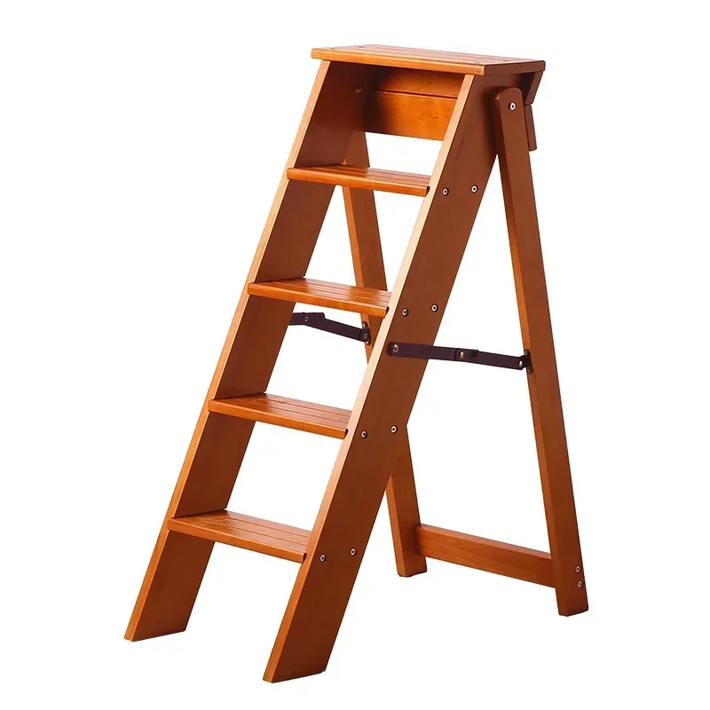 

Indoor Thickening Ladder Chair Multi-function Ladder Stool Climbing Folding Step Stool Strong and Stable Wooden Ladder