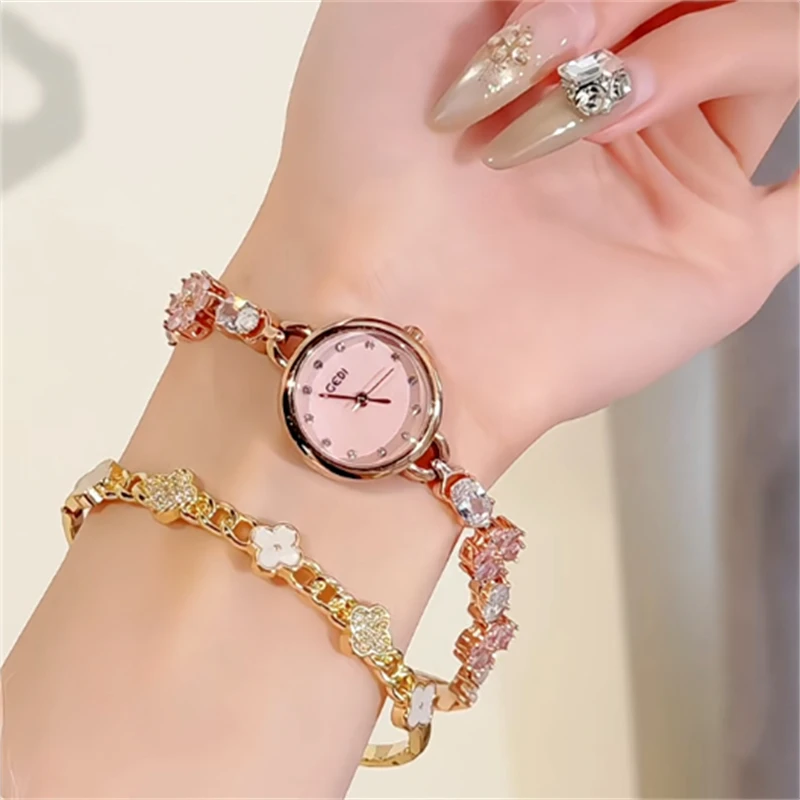 

CILOA Pink Bracelet Round Watch for Women, Elegant Brand, Authentic, Light Luxury Gift, Fashionable Waterproof Quartz Watch