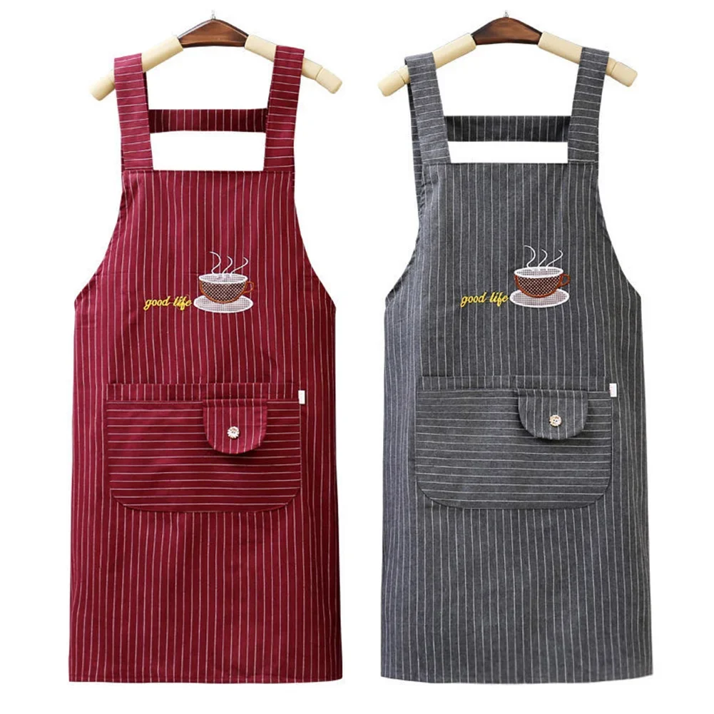 Kitchen Apron Unisex Cotton Hand Wipe Men's Household Kitchen Apron Large Pocket Waterproof and Oil-proof Female Baking Clothing