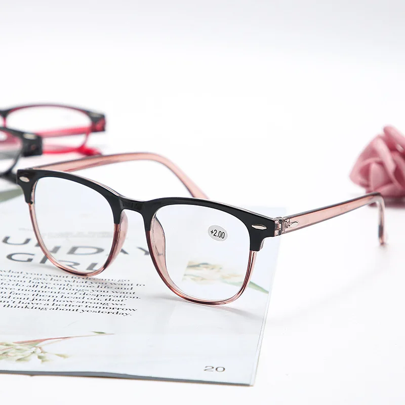 Modische Lesebrille für Herren und Damen, HD-Linse, runder Rahmen, Presbyopie-Brille +1,0 bis +3,0, ultraleichte Brille – Detail 1