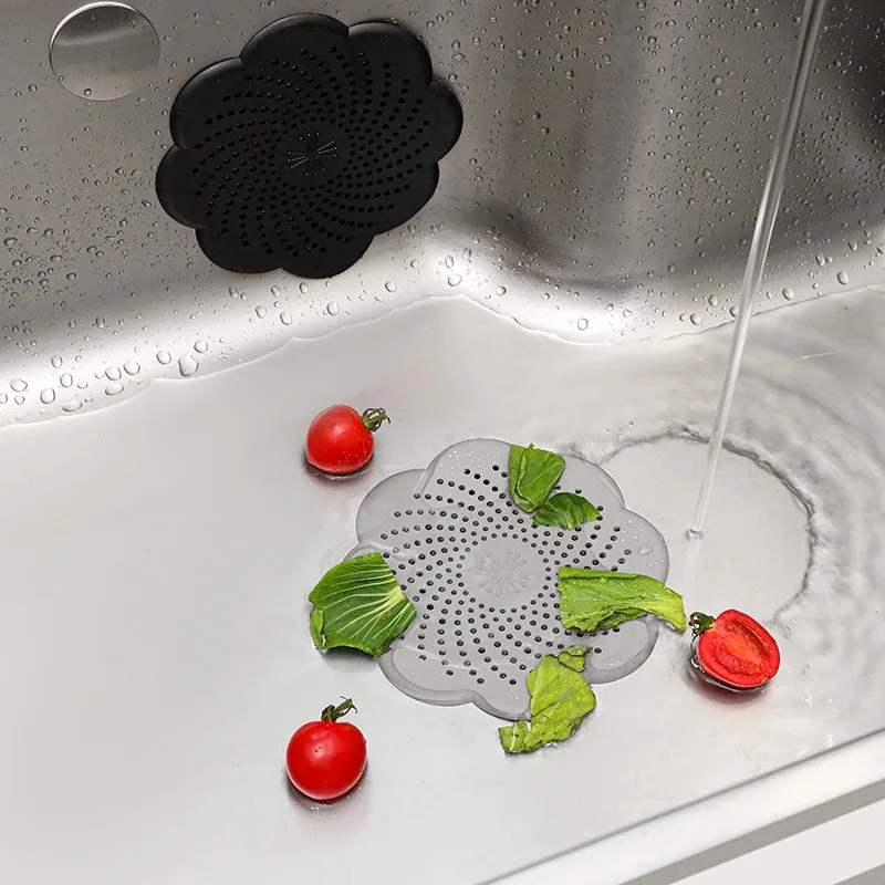 Flower shaped Silicone floor drain cover kitchen anti clogging sink filter anti hair and sewage filter screen Bathroom Accessory