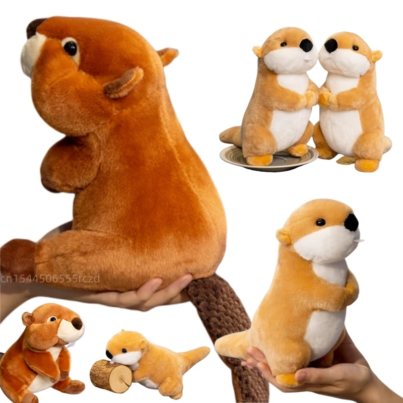 Simulation New Kawaii Wild Animal Beaver Plush Doll Lifelike Cute Marmot Beaver Plush Toy Home Decor Gift For Boys And Girls