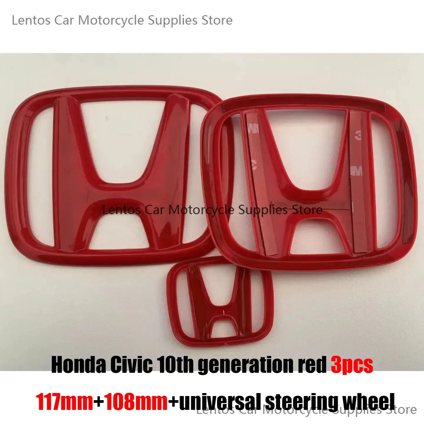 Car Modification Suitable for Honda 10th Accord/Civic Black Red Front Logo Covered Rear Logo Steering Wheel Modification Decor