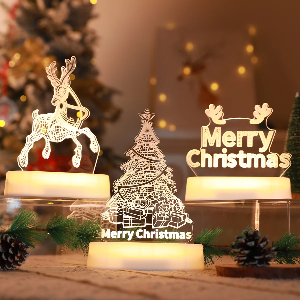 Christmas Santa Claus Tree Night Light Merry Christmas Decorations For Home 2023 Navidad Kerst Natal Noel Xmas Table Ornaments