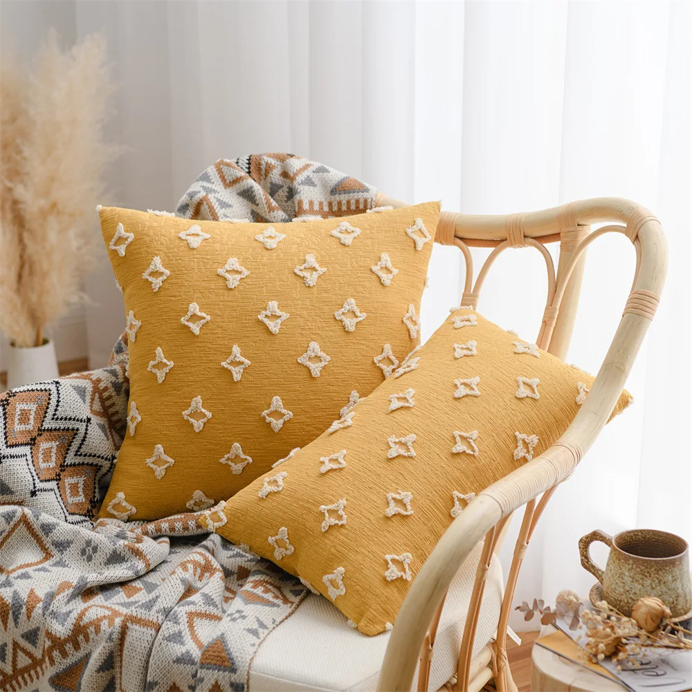 

Yellow Pillowcase 30x50cm 45x45cm Irregular Star Pattern Nordic Home Living Room Sofa Decoration Cushion Cover Skin-friendly