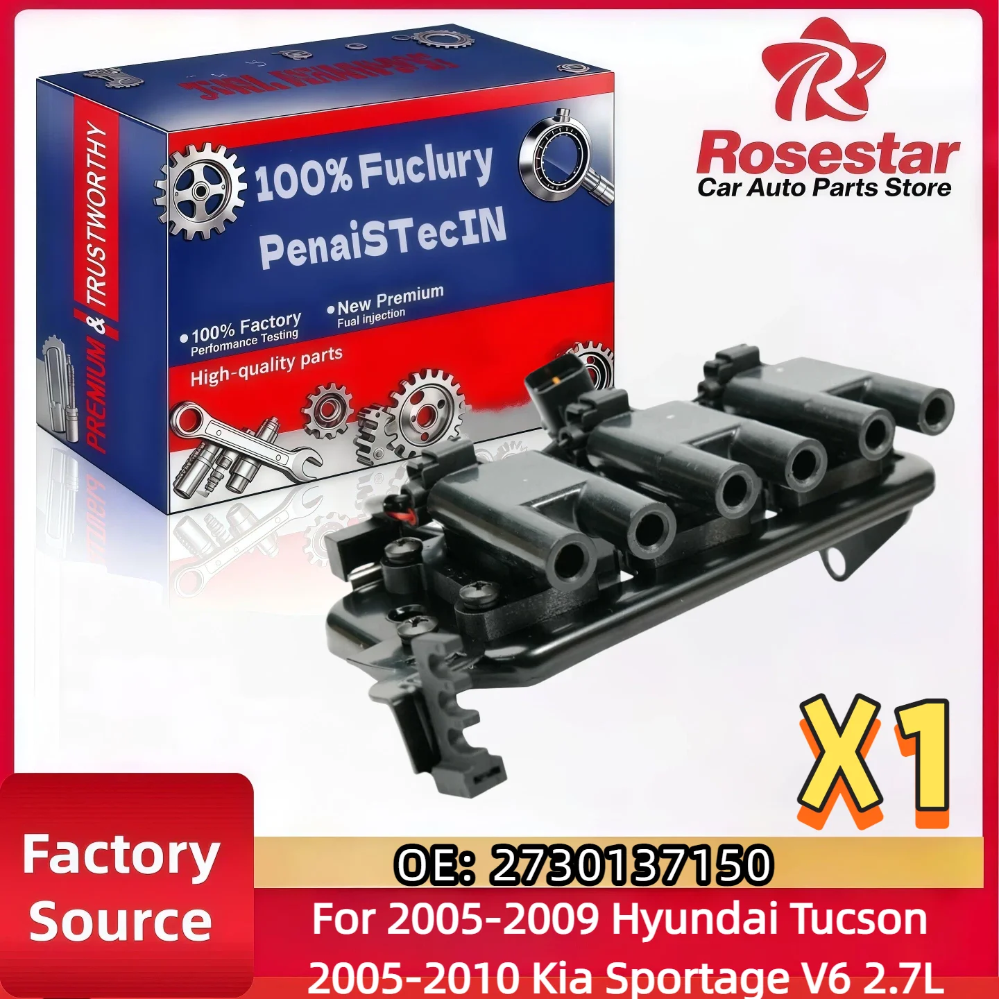 

For 2005-2009 Hyundai Tucson 2005-2010 Kia Sportage V6 2.7L UF498 Ignition Coil