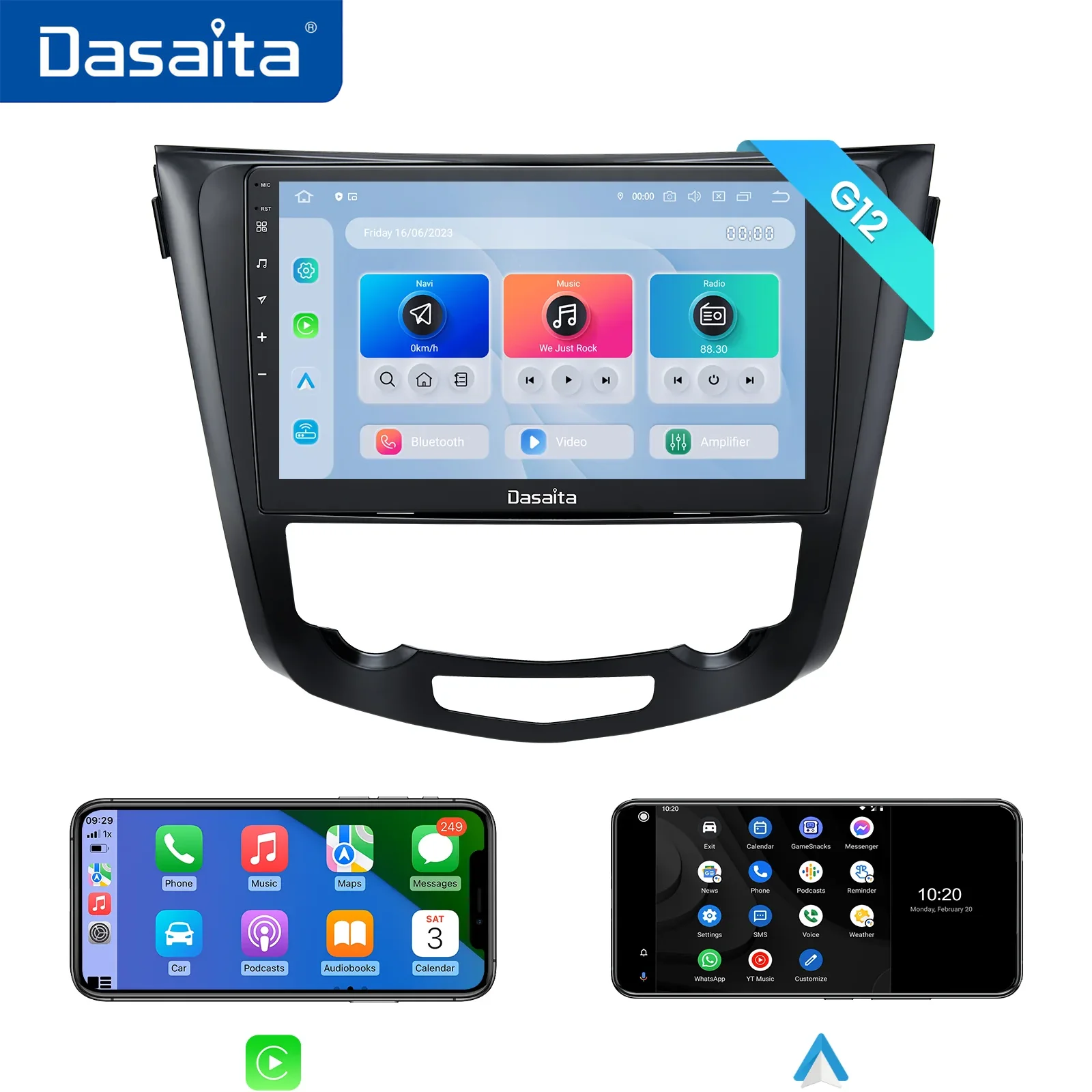 

Автомобильное радио Dasaita для Nissan X-Trail Qashqai 2014 2015 2016 2017 2018 2019 2020 GPS-плеер Android 10,2 G12Qualcomm 665 8G + 256G