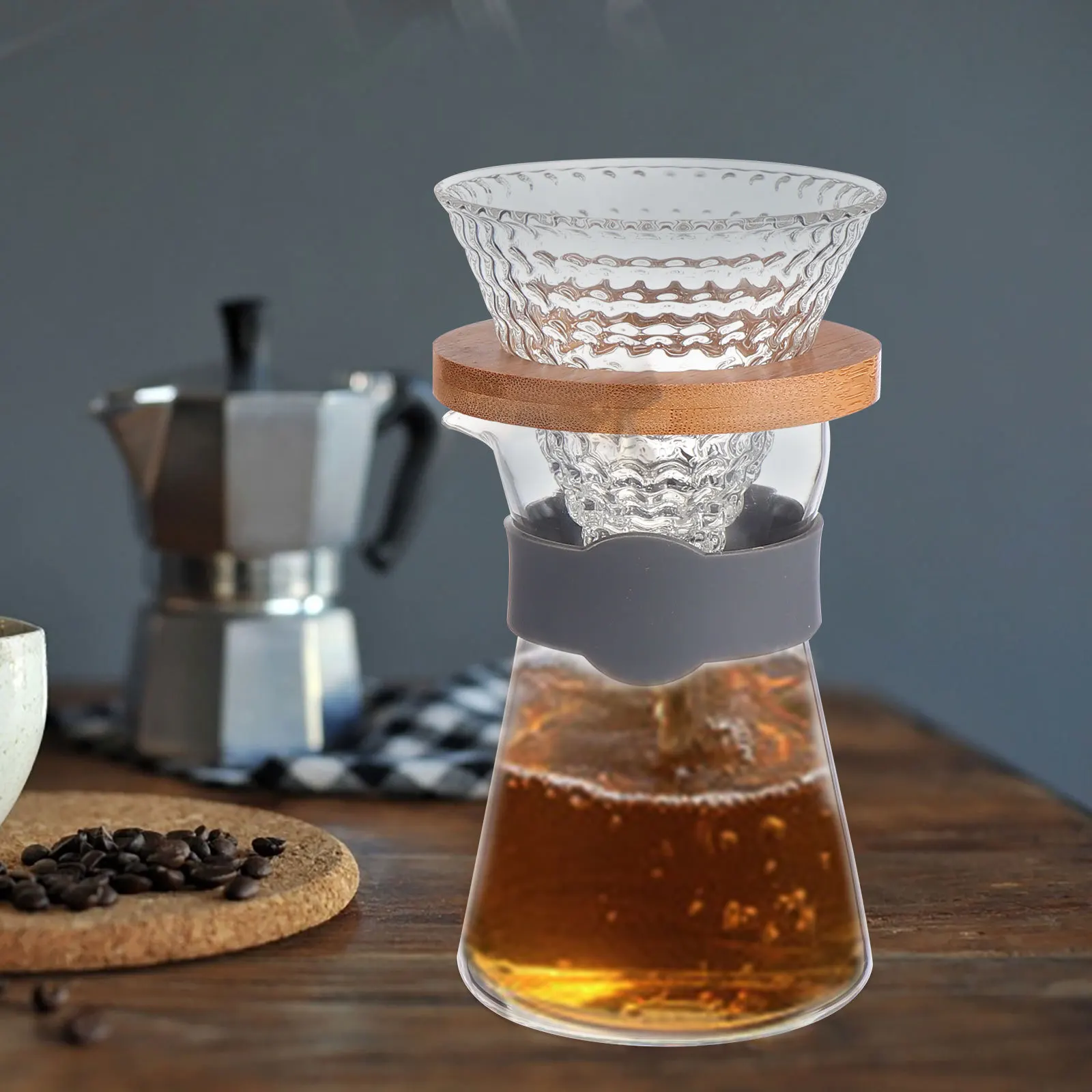 

2 pcs Coffee Pot Filter Set Crystal Clear Glass Multi-Functional Tea Kettle Easy Clean Glass Coffee Ware Kitchen Barware