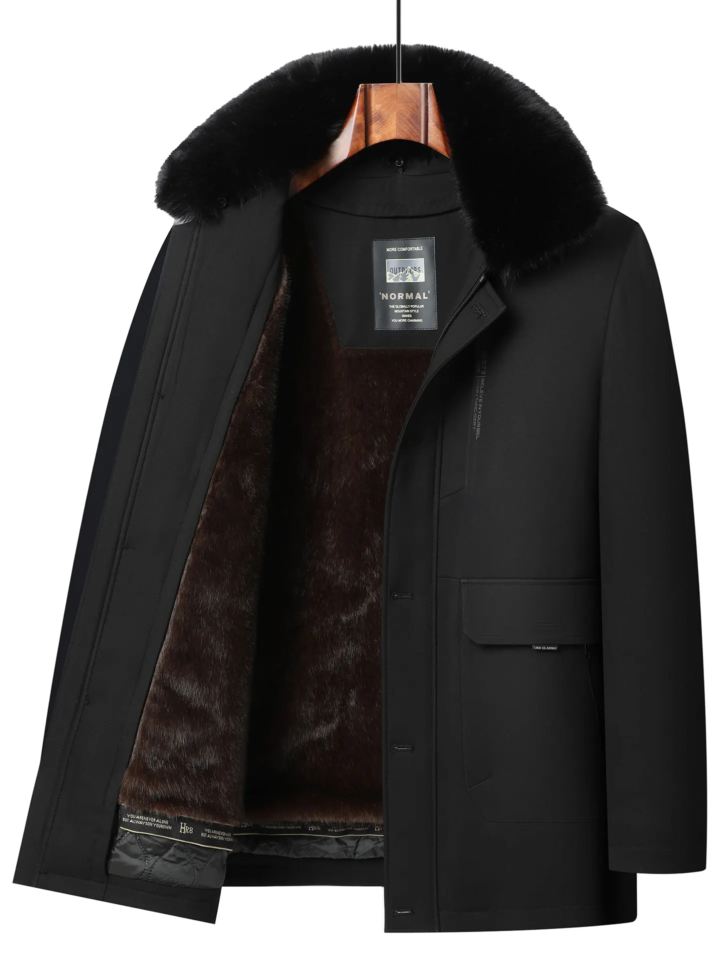 

Мужское хлопковое пальто на подкладке Thiened, зимнее пальто большого размера, свободное теплое пальто больших размеров, повседневное пальто средней длины на молнии