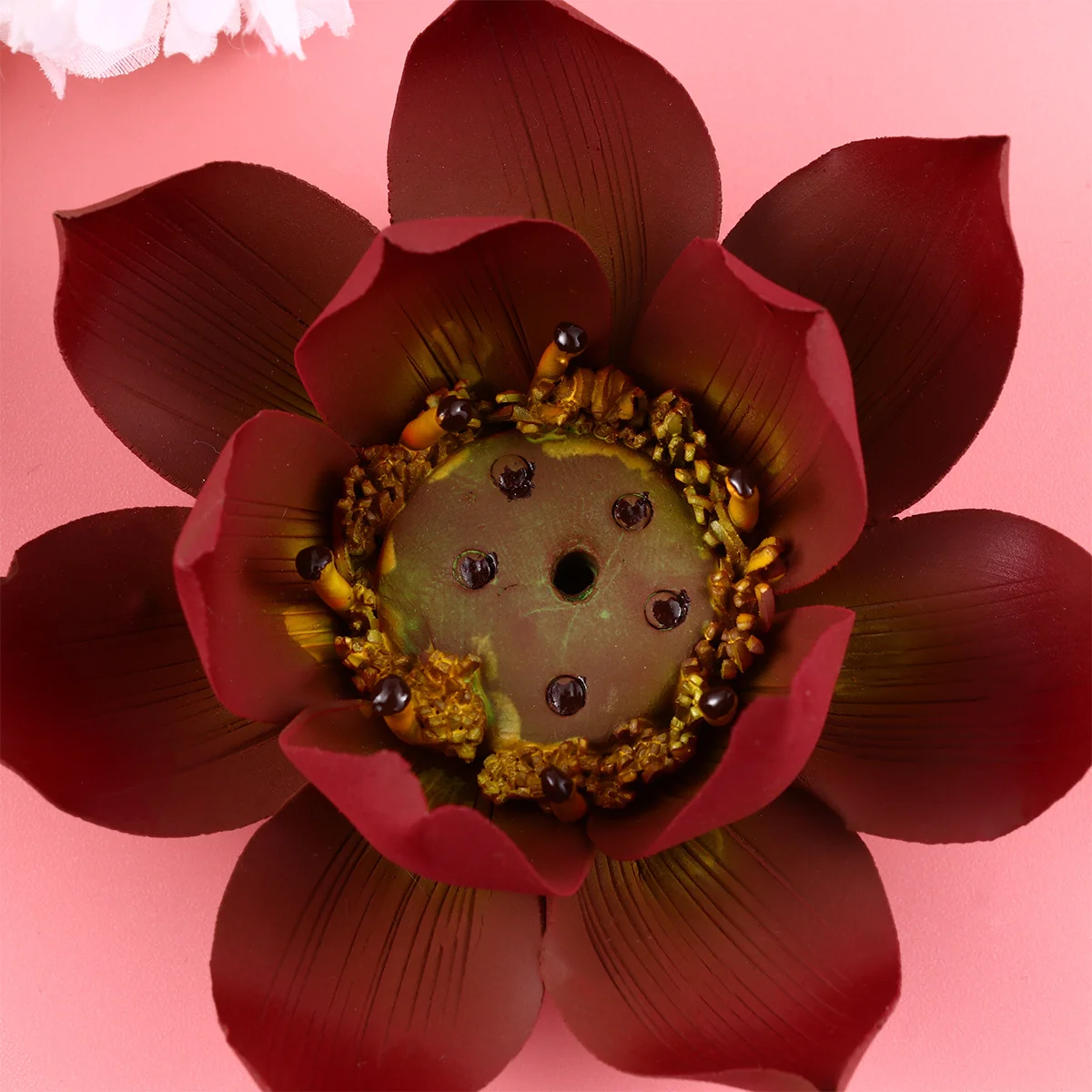 

1PC Ceramic Lotus Incense Holder Crafts Pure Handmade Lotus Incense Burner Household Lotus Incense Burner Snow Area Red-