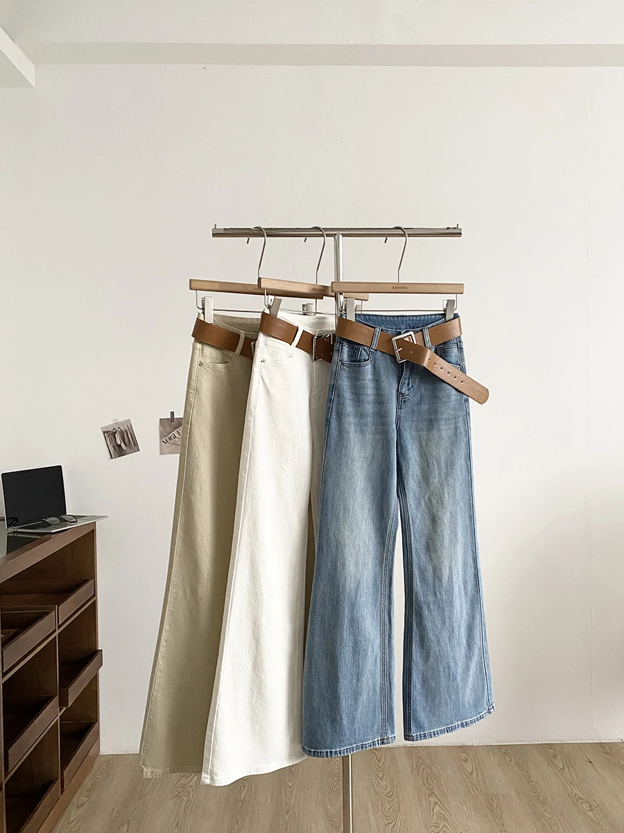 

Spring 2026 High Waist Slim Fit Flare Leg Denim Pants Korean Style Chic Color Commuter Casual Fashionable Women's Jeans