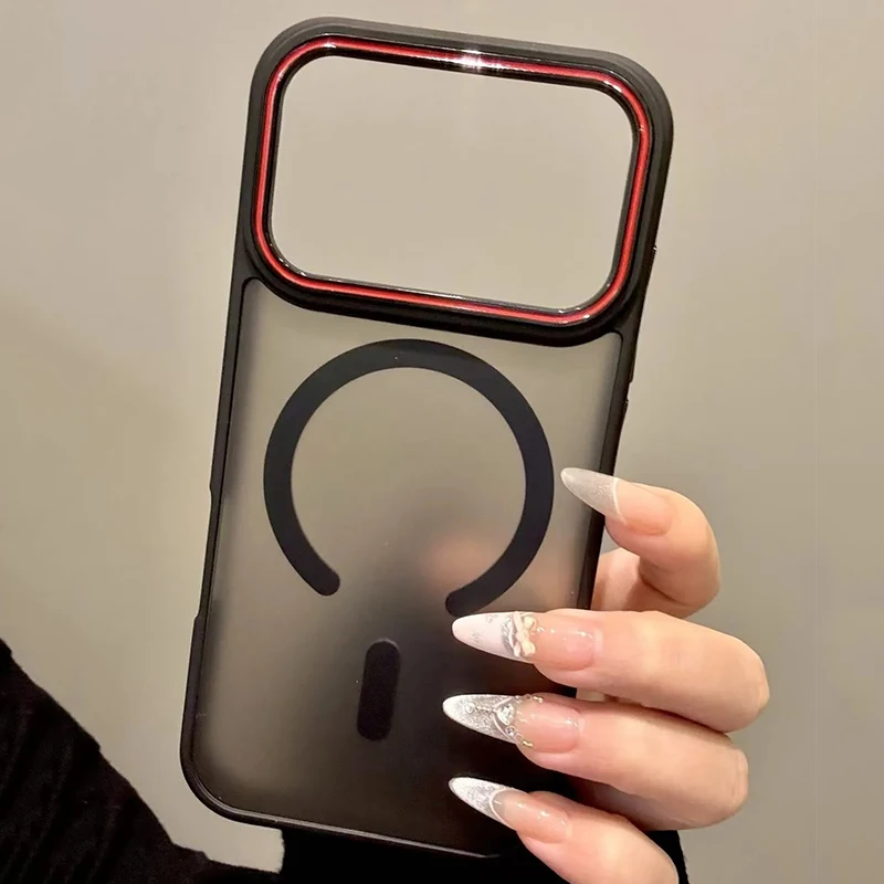 Casing Ponsel Transparan Matte Mewah Untuk Pengisian Daya Nirkabel Magsafe Untuk iPhone 17 16 15 14 13 Pro Max 17Air 17 Penutup Bumper Magnetik