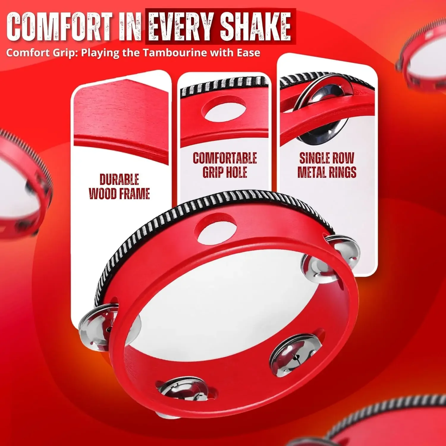 10-50Pcs Wedding Tambourines Bulk Drum Noise Makers Musical Instruments for Wedding Reception Wedding Church Party Favors 4/6In