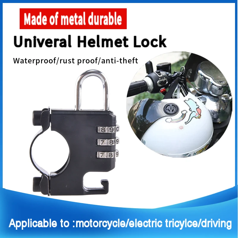 

Helmet Lock Cycling Accessories3 Digit Code Combination Lock for Handlebar Aluminum Alloy Password Helmet Lock Portable Scooter