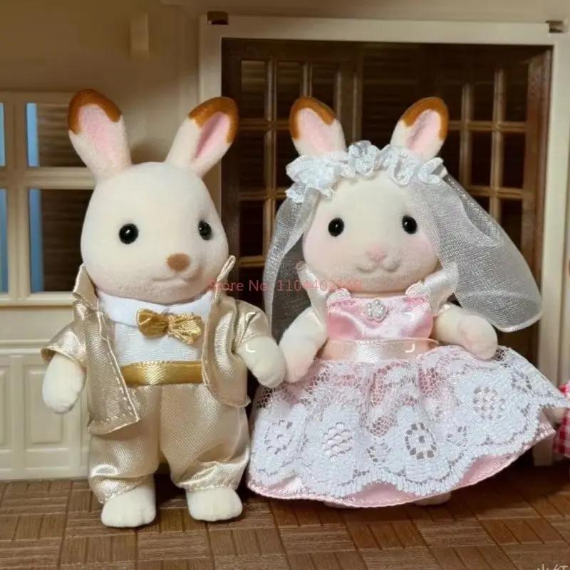 シルバニアファミリー結婚式ウサギシリーズチョコレートゴールデンウェディングフラワーガールアニメフィギュア Pvc 子供ままごとおもちゃギフト