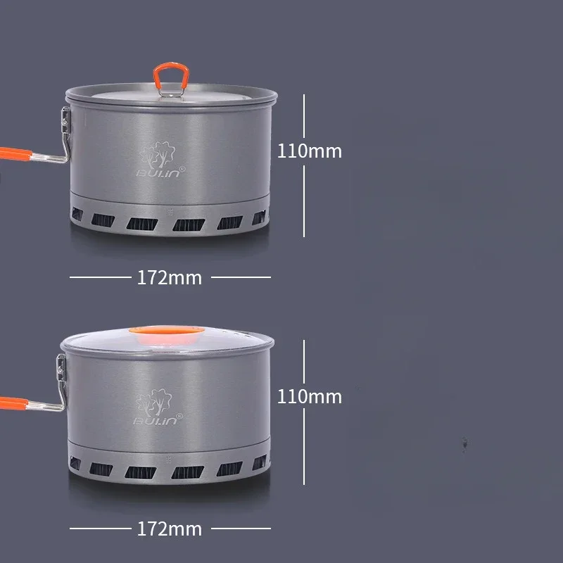 Походный Теплообменный котелок S2500 для 2-3 человек, портативная посуда, котелок 2024/1,5 л, энергосберегающий, быстро нагревающийся котелок,