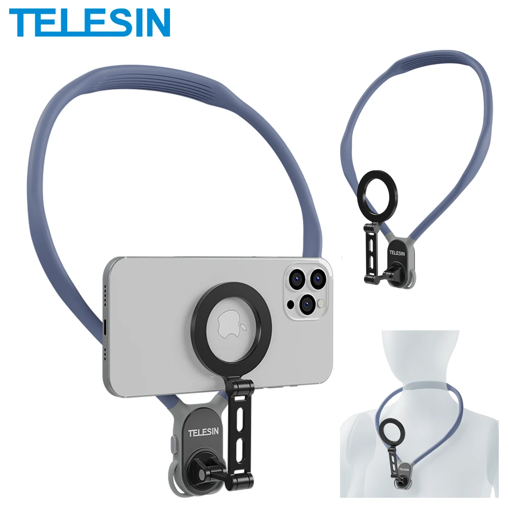 TELESIN Max Magnetic Neck Mount Silicone Quick Release Hold for Iphone 16 15 14 13 12 11 SAMSUNG HUAWEI XIAOMI Phone Accessories