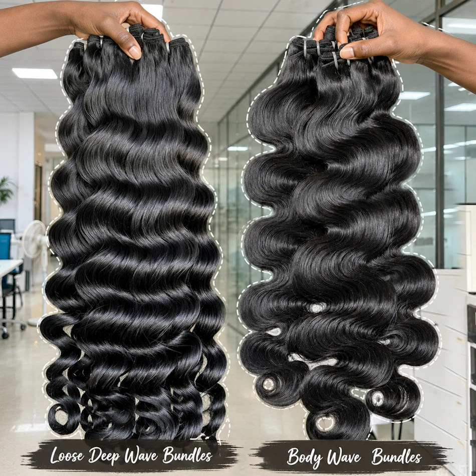 100% Unprocessed Loose Wave Bundles Human Hair Natural Brazilian 30 38 40 Inch Body Wave 3/4 Bundle Extensions Deals Weft Tissage