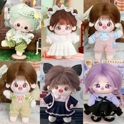 20Cm Katoenen Pop Mooie Prinses Jurken Jumpsuit T-Shirt Pluche Poppen Kleding Rok Met Hoofdband Exo Idool Poppen Accessoires