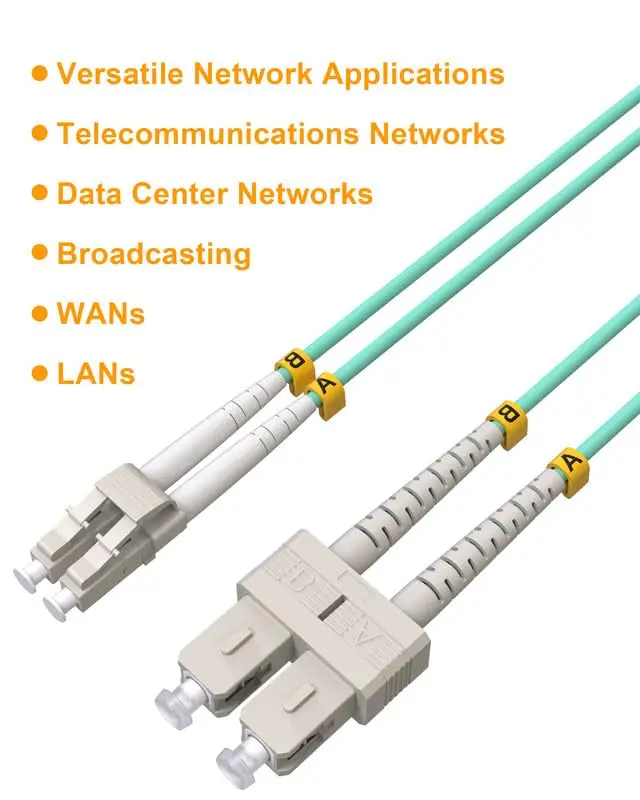 OM3 LC to SC cable fibra optica, OM3 Cables SFP Optical Patch Cord 10GB LSZH 50/125µm for SFP+ transceivers -10m(32.81ft)