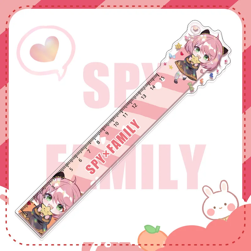 15cm Anime SPY×FAMILY Ruler Anime Anya Acrylic Ruler Cute SPY×FAMILY Study Stationery Cartoon Student School Supplies Gift