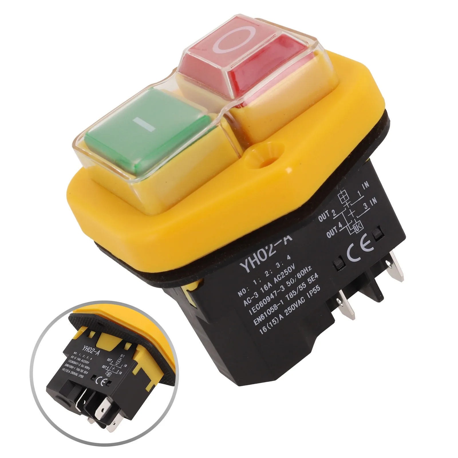 18A Pushbutton Switch Gardening Tool Switch Enhanced Safety IP55 Protection Level Protective Cover Industrial Use