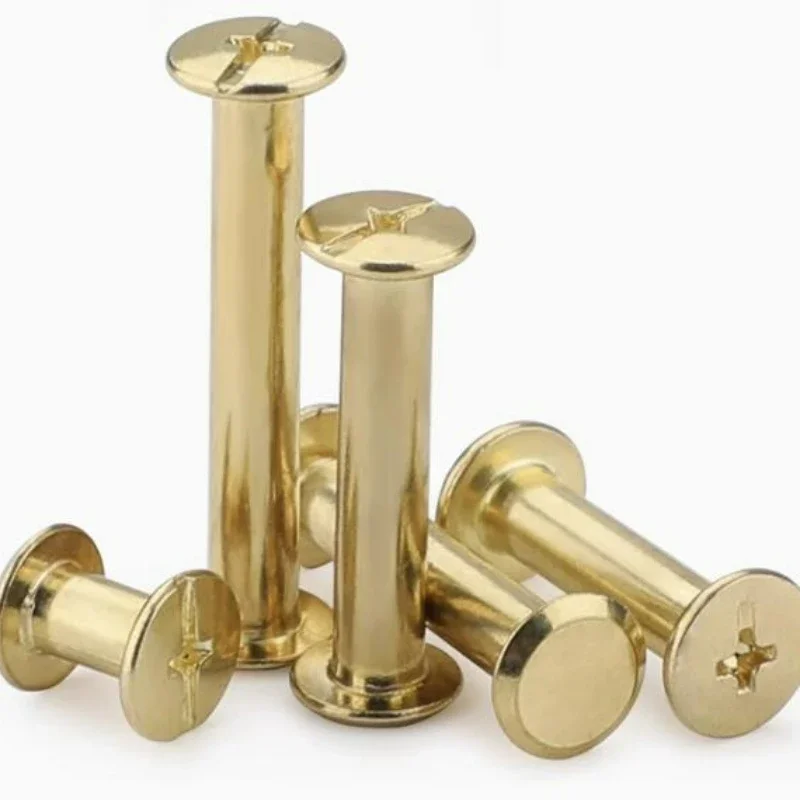 100sets Copper Plated Flat Head Cross Recessed Female Screw Butt Screw Pair Lock Screw Account Book Nail Rivet Album Pair