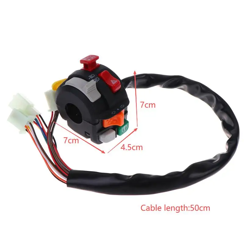 7/8" 22mm Motorcycle Multifunction Handlebar Control Switch Assembly Warning Light Kill Start Turn Signal Horn Button Switch view 6