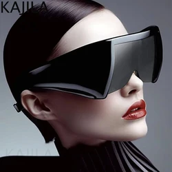 Oversized Square Punk One-Pieces Shield Sunglasses Women Big Frame 2024 Luxury Brand Steampunk Sun Glasses For Ladies Eyewear