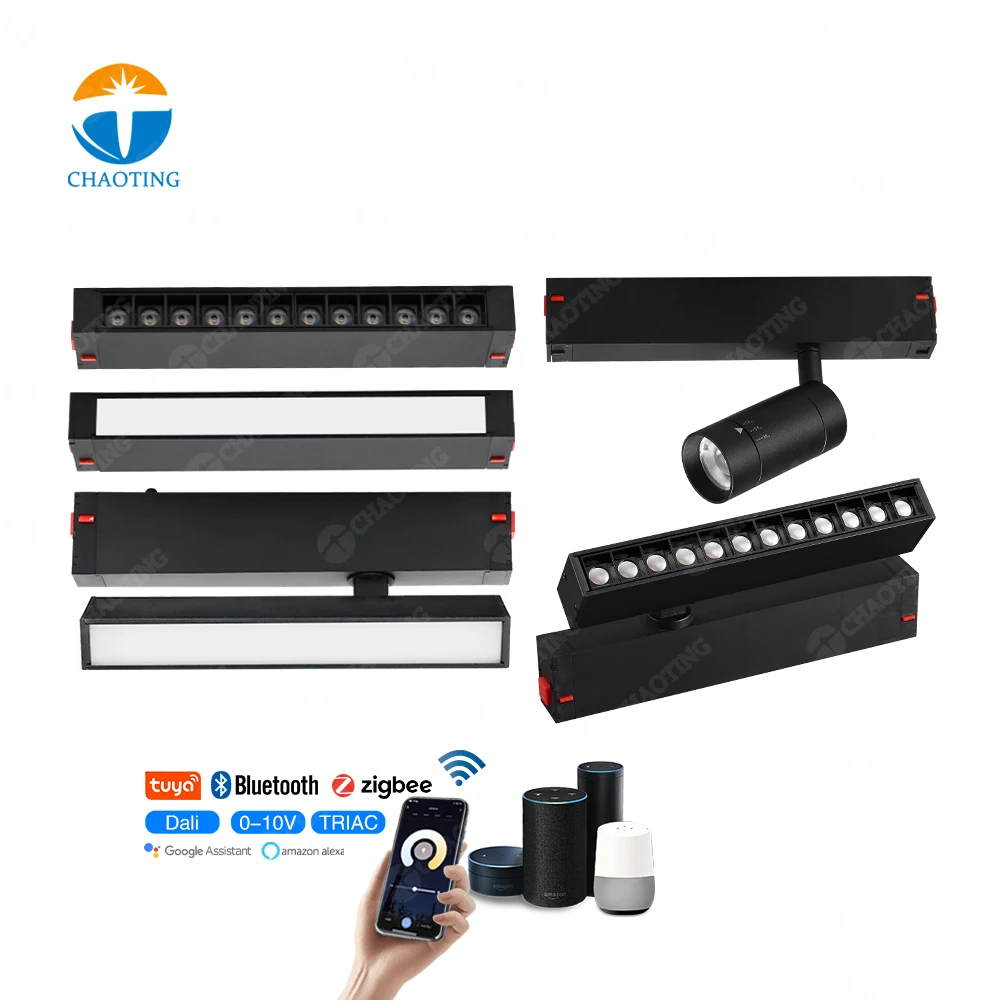 220V Magnetic Track Rail Magnet LED Linear Light Tuya ZigBee 2.4G WiFi & Bluetooth Smart Dimmable Magnetic Track Lighting System