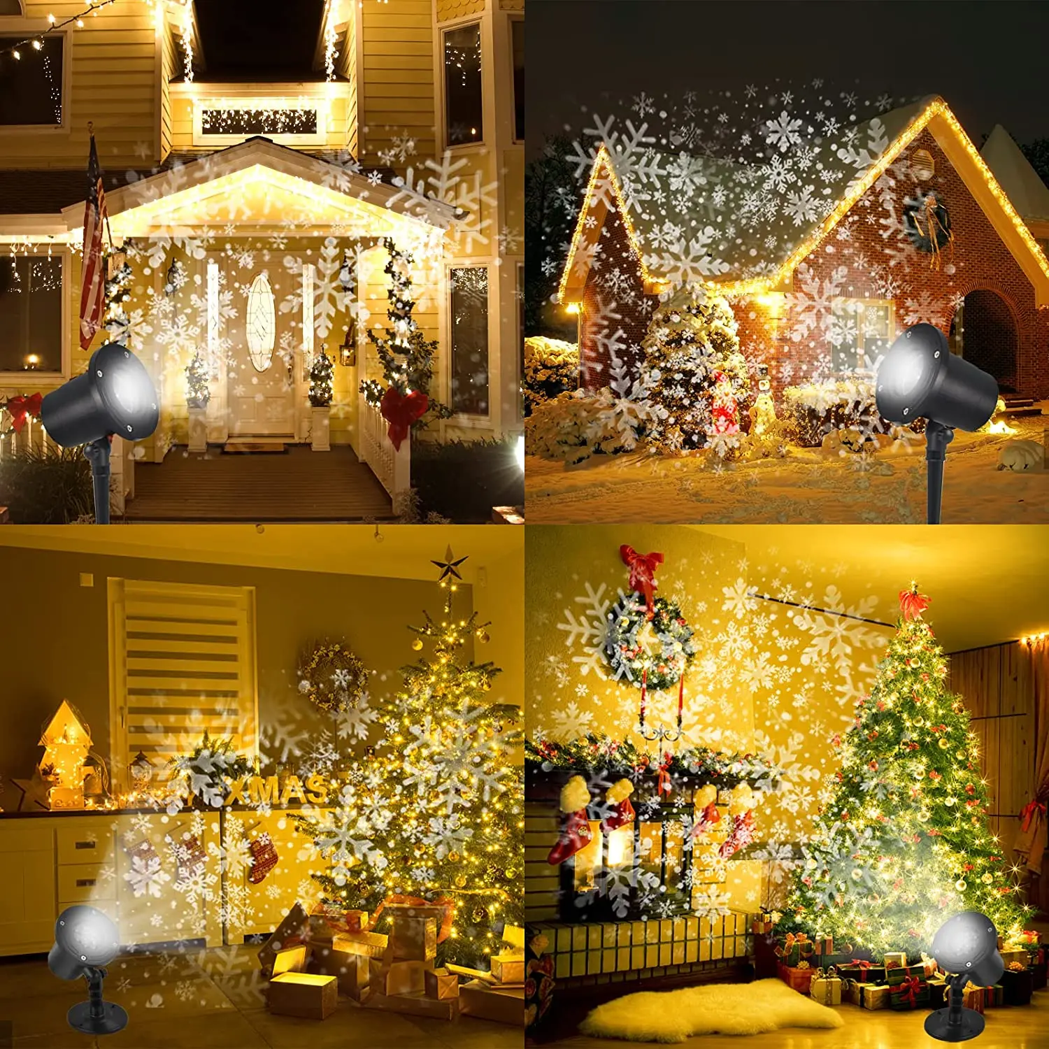 Outdoor LED Snowflake Projetor Luzes, luzes da noite, neve decorativa, Natal, festa de casamento, E2