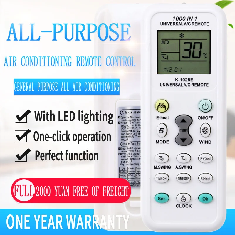 Universal K-1028E Low Power Consumption K-1028E Air Condition Remote LCD A/C Remote Control Controller