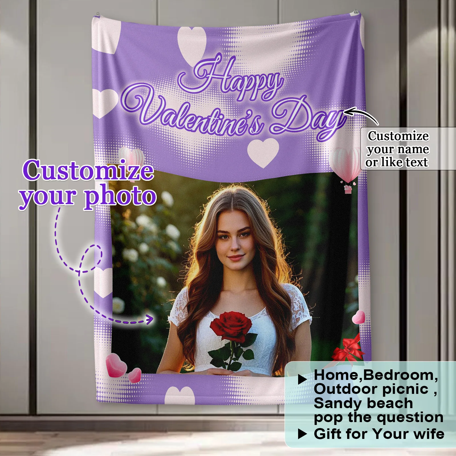 

Celebrate Your Love with Personalized Valentine’s Day Gift Custom Photo Blanket for Loved Wife Commemorating 1st Anniversary