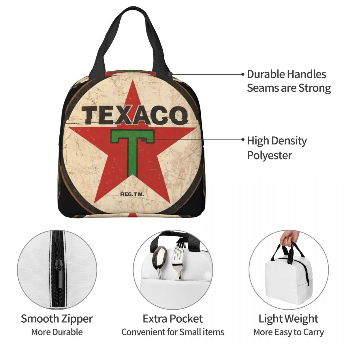 T Texaco Isolamento Bento Lunch Bag, Folha De Alumínio Saco De Arroz, Refeição Pack, Bolsa De Gelo, Novo