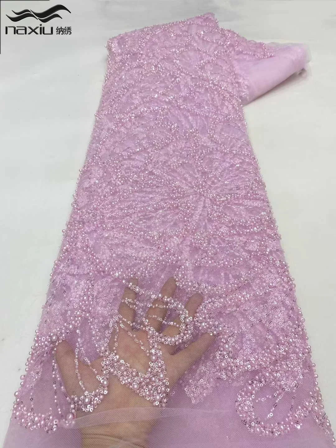 

Лидер продаж, африканская тюлевая кружевная ткань Madison, 2026, высокое качество, нигерийская кружевная ткань с вышивкой бисером для шитья на Рождество