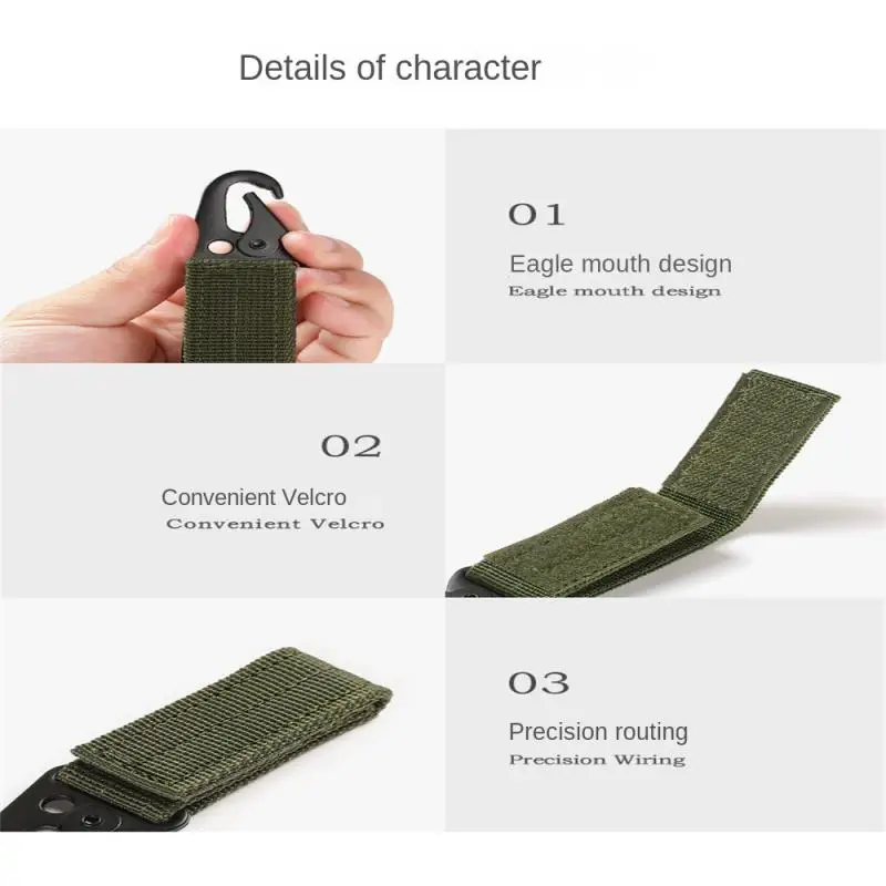 2pcs Hanging Buckle Molle Nylon Webbing Carabiner Belt Triangle Keychain for Outdoor Climbing Camping Tool Accessory