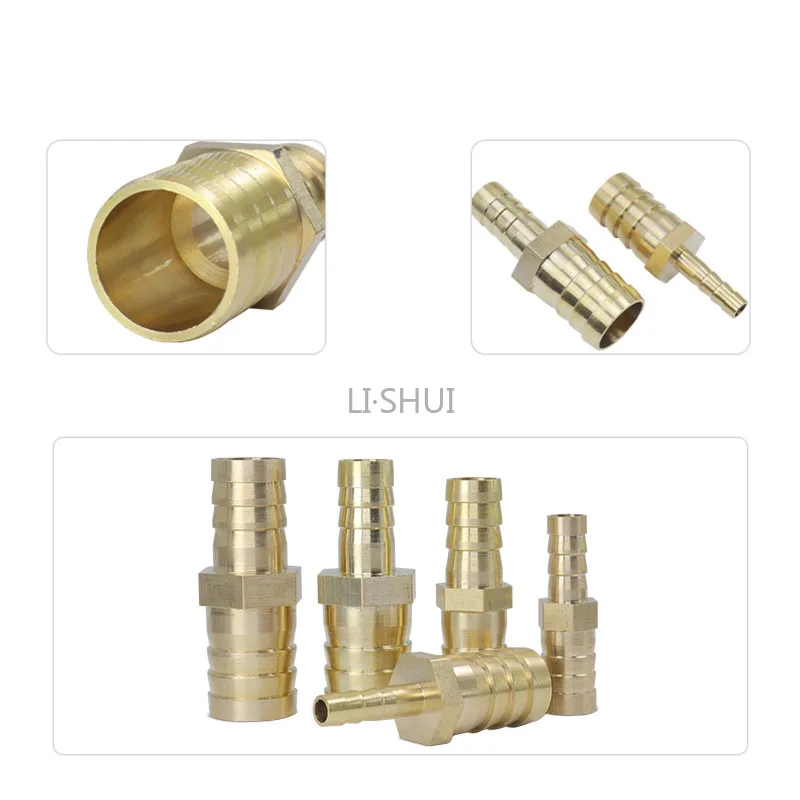 Full-size Brass 2 Way Barbed Pipe Fitting Reducer/Equals Straight Connector Pagoda Hose Barb OD 2.5 3 4 5 6 8 10 12 14 16-32mm