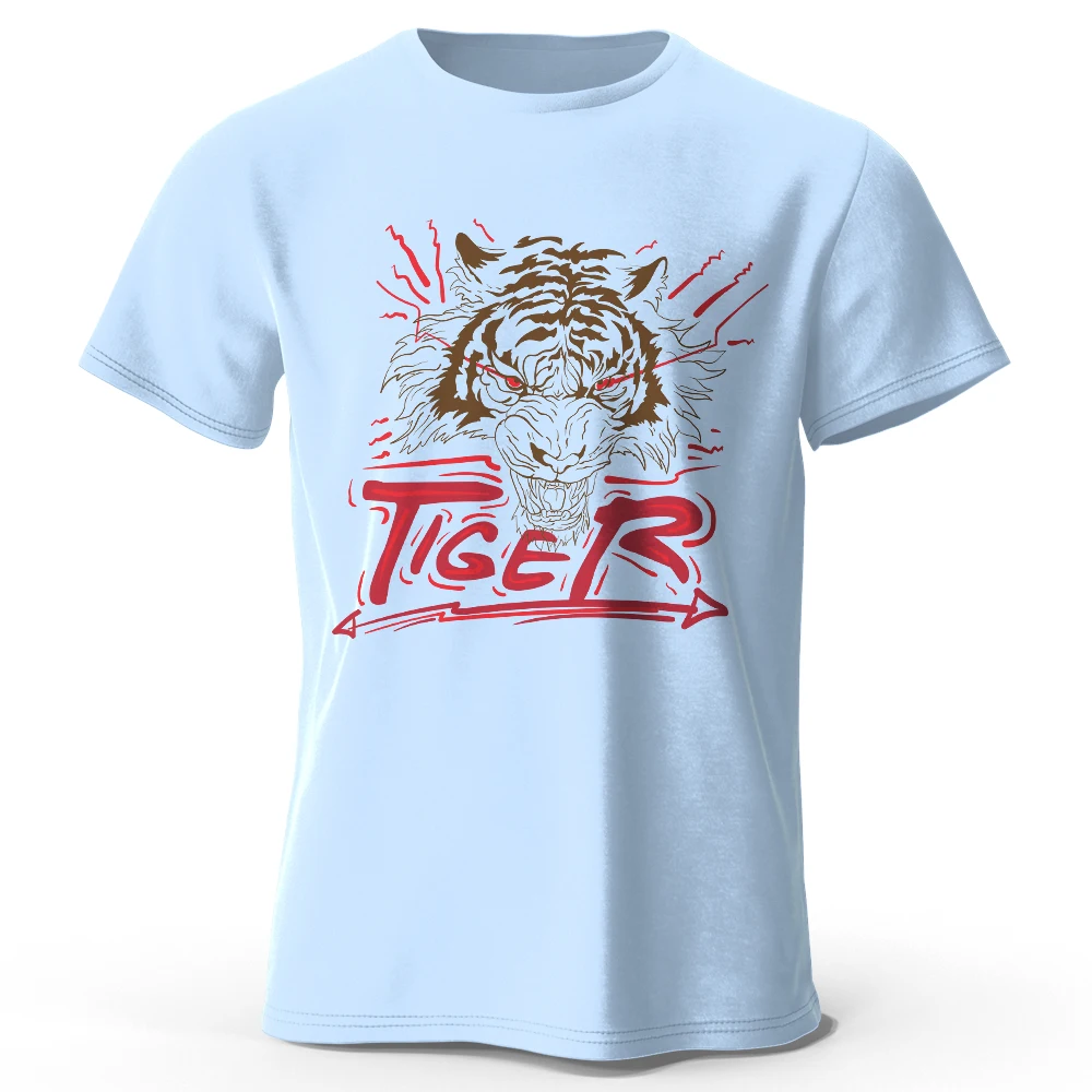 T-Shirt mit kulturellem Tigermotiv, bedruckt aus 100 % Baumwolle, weiches und bequemes Rundhals-Kurzarm-T-Shirt für Männer und Frauen